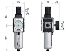 Filter-Regulator G3/4'' 13000 l/min 0.1-2.0bar/1-29psi Semi-Auto Metal Futura 4