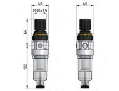 Filter-Regulator G1/8'' 350 l/min 0.5-6.0bar/7-87psi Auto Polycarbonate Standard 0