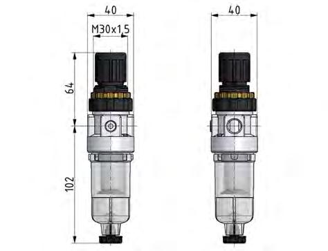 Filter-Regulator G1/4'' 350 l/min 0.5-16.0bar/7-232psi Semi-Auto Metal Standard 0