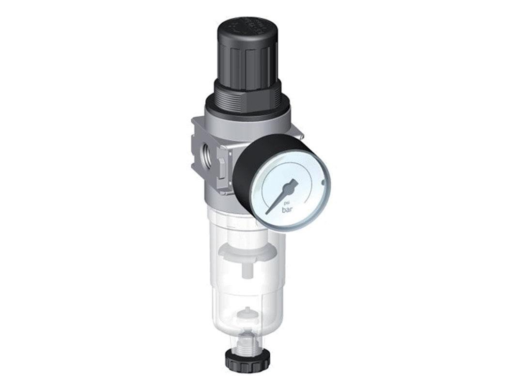 Filter-Regulator G1/4'' 1450 l/min 0.2-6.0bar/3-87psi Auto (Closed Without Pressure) 40 mm Pressure Gauge Polycarbonate Multifix 0