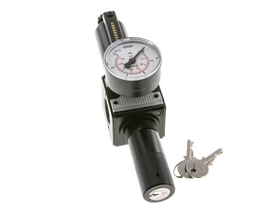 Filter-Regulator G3/8'' 1600 l/min 0.5-16.0bar/7-232psi Semi-Auto Cylinder Lock Metal Multifix 1
