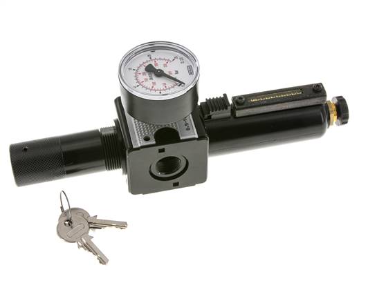 Filter-Regulator G3/8'' 1600 l/min 0.5-16.0bar/7-232psi Semi-Auto Cylinder Lock Metal Multifix 1