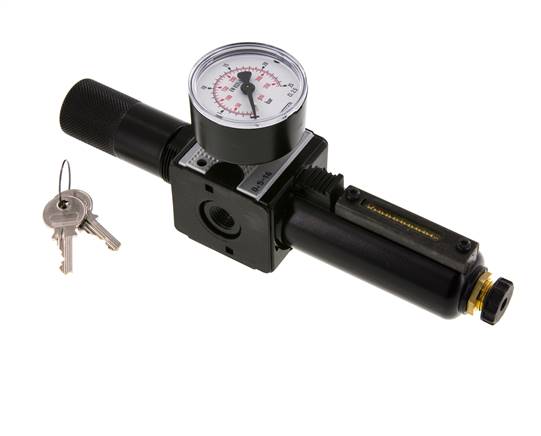Filter-Regulator G1/4'' 1600 l/min 0.5-16.0bar/7-232psi Semi-Auto Cylinder Lock Metal Multifix 1