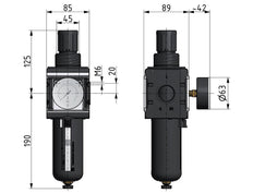 Filter-Regulator G1'' 12000 l/min 0.1-3.0bar/1-44psi Semi-Auto Metal Multifix 4