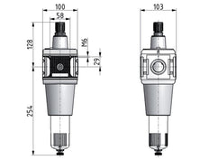 Filter-Regulator G1'' 15000 l/min 0.5-10.0bar/7-145psi Semi-Auto Protective Cage Polycarbonate Multifix 5