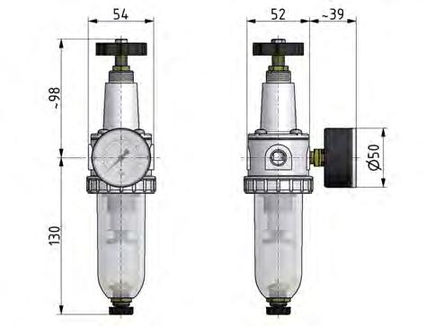 Filter-Regulator G3/8'' 900 l/min 0.1-3.0bar/1-44psi Semi-Auto Protective Cage Polycarbonate Standard 1