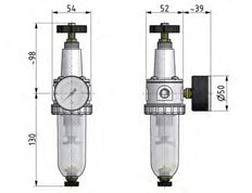 Filter-Regulator G3/8'' 900 l/min 0.2-6.0bar/3-87psi Semi-Auto Protective Cage Polycarbonate Standard 1