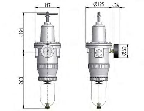 Filter-Regulator G1'' 12000 l/min 0.5-10.0bar/7-145psi Auto Polycarbonate Standard 5
