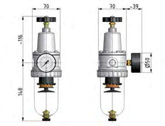 Filter-Regulator G3/8'' 1500 l/min 0.5-16.0bar/7-232psi Auto Polycarbonate Standard 2