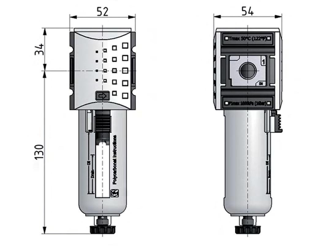 Filter 5microns G3/8'' 2200 l/min Auto Metal Futura 1