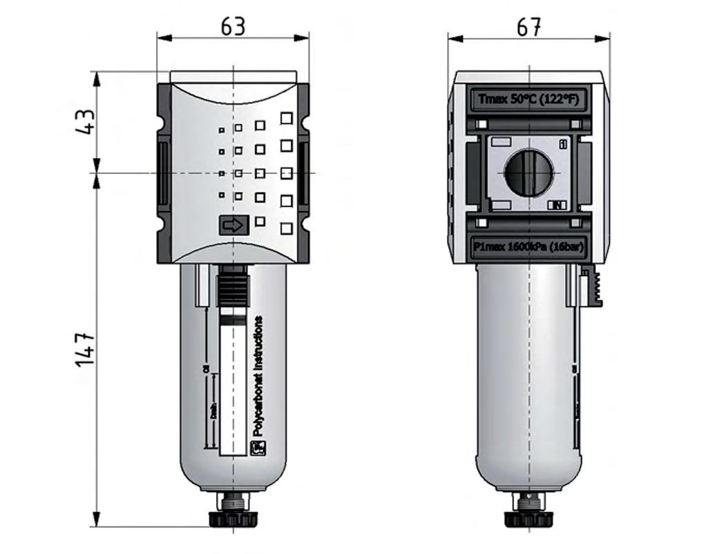 Filter 5microns G1/2'' 3500 l/min Auto Polycarbonate Futura 2