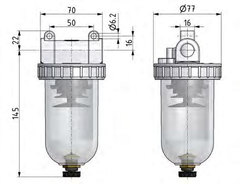 Filter 5microns G3/8'' 3100 l/min Semi-Auto Protective Cage Polycarbonate Standard 2