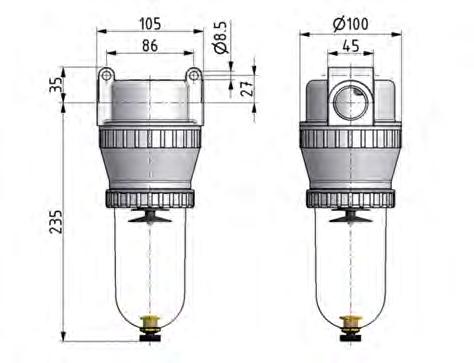 Filter 40microns G1'' 12500 l/min Auto Polycarbonate Standard 5
