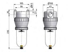 Filter 40microns G3/4'' 12500 l/min Semi-Auto Protective Cage Polycarbonate Standard 5