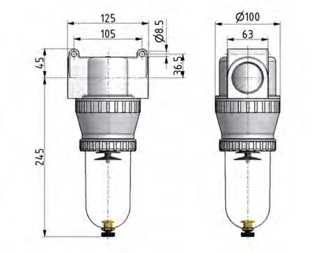 Filter 40microns G1 1/2'' 12500 l/min Semi-Auto Polycarbonate Standard 5