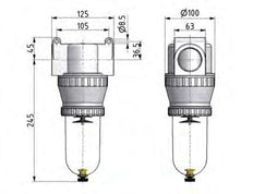 Filter 40microns G1 1/2'' 12500 l/min Semi-Auto Polycarbonate Standard 5