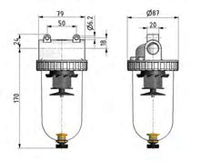 Filter 5microns G1/2'' 4000 l/min Semi-Auto Polycarbonate Standard 3