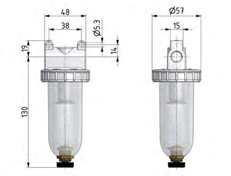 Filter 5microns G3/8'' 800 l/min Auto Polycarbonate Standard 1