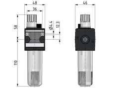 Micro Oil-Fog Lubricator G3/8'' Electrical Level Monitoring Polycarbonate Multifix 1