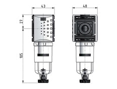 Microfilter 0.01microns G1/4'' 190 l/min Semi-Auto Polycarbonate Futura 0