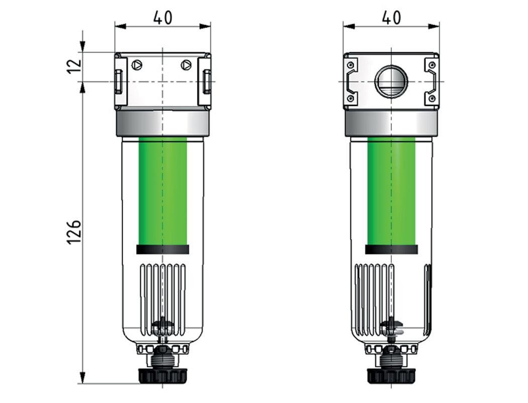 Microfilter 0.01microns G1/4'' 450 l/min Semi-Auto Polycarbonate Multifix 0