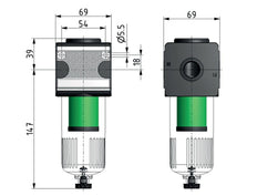 Microfilter 0.01microns G1/2'' 720 l/min Semi-Auto Polycarbonate Multifix 2