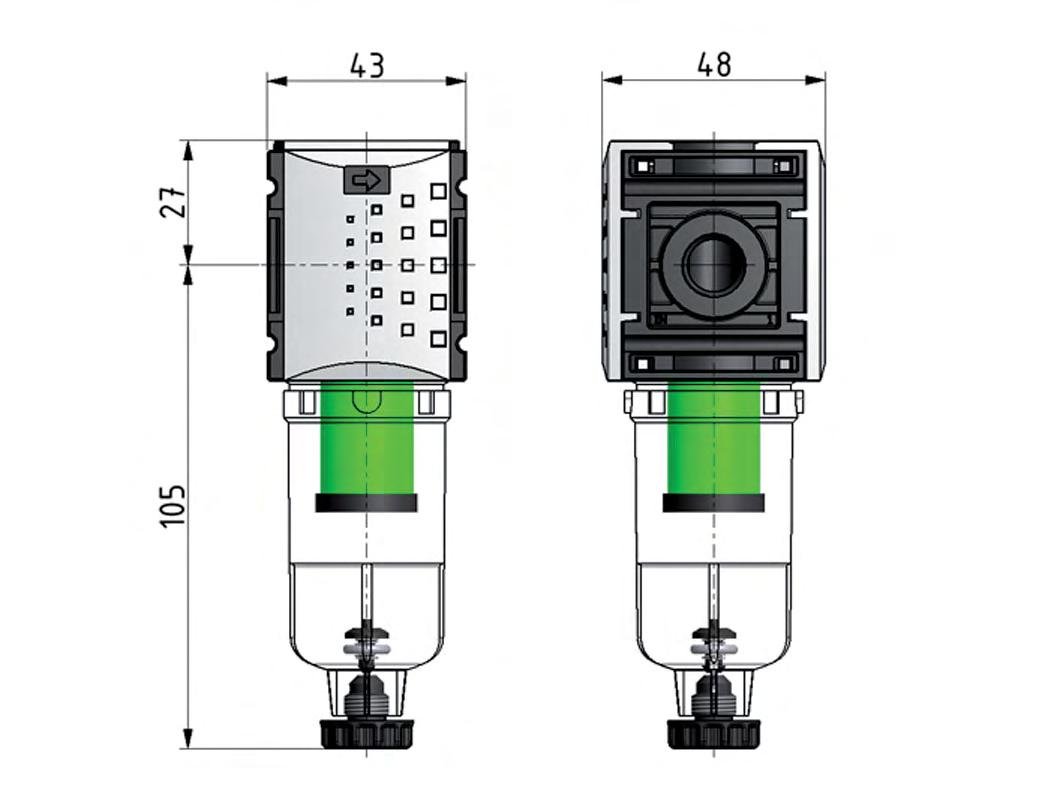 Pre-Filter 0.3microns G1/4'' 140 l/min Auto (Closed Without Pressure) Polycarbonate Futura 0
