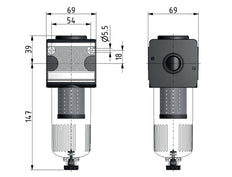 Pre-Filter 0.3microns G1/2'' 500 l/min Auto Polycarbonate Multifix 2