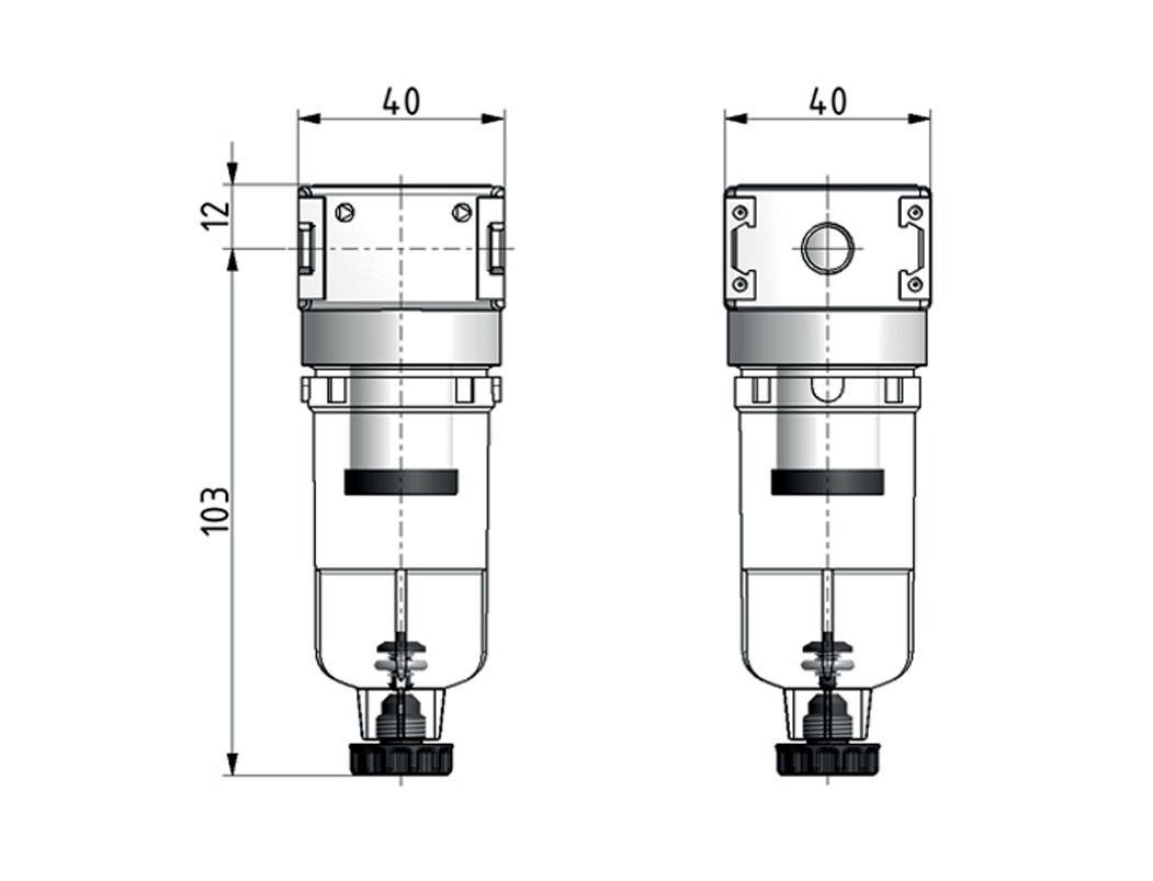 Pre-Filter 0.3microns G1/8'' 130 l/min Semi-Auto Polycarbonate Multifix 0