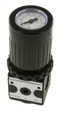 Pressure Regulator G3/8'' 2100 l/min 0.2-6.0bar/3-87psi Zinc Die-Cast Knob with Gauge Multifix 1