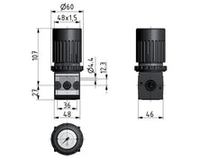 Pressure Regulator G1/4'' 2100 l/min 0.2-6.0bar/3-87psi Zinc Die-Cast Knob with Gauge Multifix 1