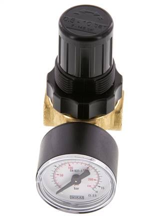 Pressure Regulator G1/8'' 330 l/min 0.5-16.0bar/7-232psi Air Water Brass Standard 0