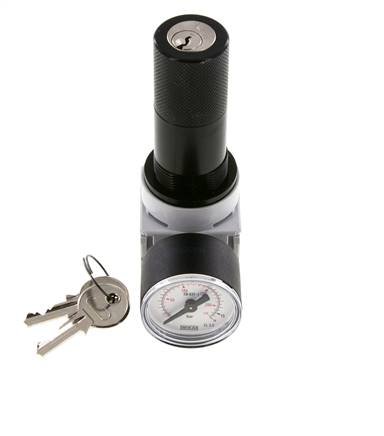 Pressure Regulator G1/4'' 700 l/min 0.5-10.0bar/7-145psi Air Water PA 40 mm Pressure Gauge Cylinder Lock Multifix 0