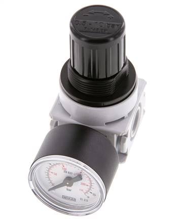 Pressure Regulator G1/4'' 700 l/min 0.5-10.0bar/7-145psi Air Water PA 40 mm Pressure Gauge Multifix 0