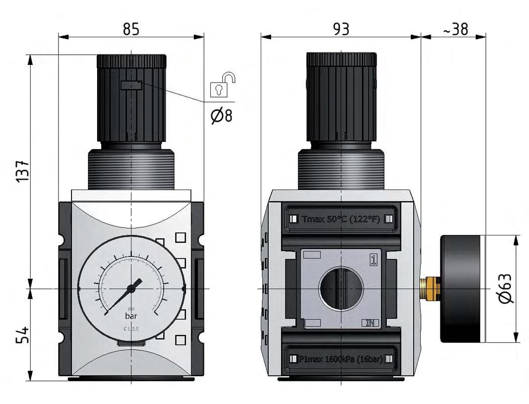 Pressure Regulator G1'' 14200 l/min 0.2-4.0bar/3-58psi PA Futura 4