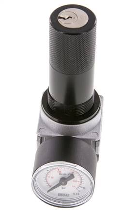 Pressure Regulator G1/4'' 1450 l/min 0.5-10.0bar/7-145psi Zinc Die-Cast 40 mm Pressure Gauge Cylinder Lock Multifix 0