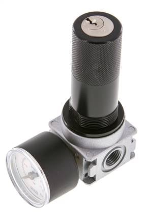 Pressure Regulator G1/4'' 1450 l/min 0.5-10.0bar/7-145psi Zinc Die-Cast 40 mm Pressure Gauge Cylinder Lock Multifix 0