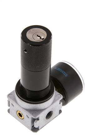 Pressure Regulator G1/8'' 1450 l/min 0.5-10.0bar/7-145psi Zinc Die-Cast 40 mm Pressure Gauge Cylinder Lock Multifix 0