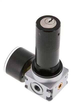 Pressure Regulator G1/8'' 1450 l/min 0.2-6.0bar/3-87psi Zinc Die-Cast 40 mm Pressure Gauge Cylinder Lock Multifix 0