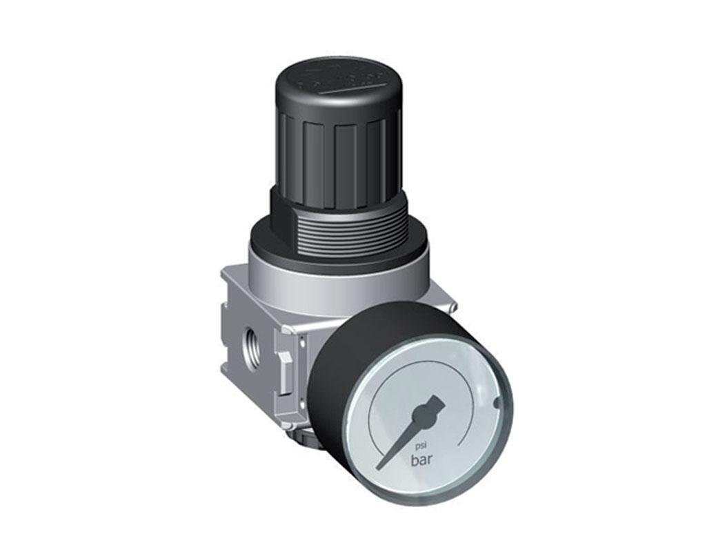 Pressure Regulator G1/4'' 1450 l/min 0.1-1.0bar/1-14psi Zinc Die-Cast 40 mm Pressure Gauge Multifix 0