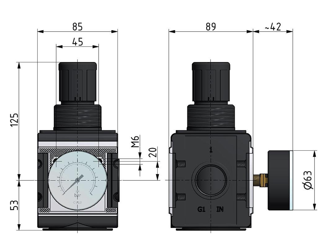 Pressure Regulator G3/4'' 12000 l/min 0.5-16.0bar/7-232psi Aluminium Multifix 4