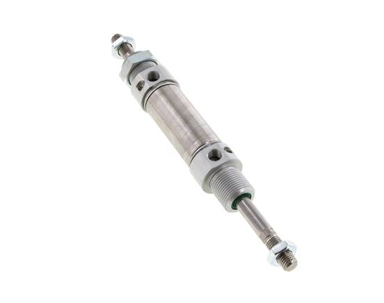 ISO 6432 Round Double Acting Cylinder 25-25mm - Magnetic - Damping - Male Threaded - Double Rod