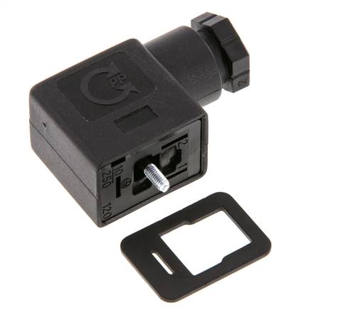 Industry Standard Form B Solenoid Valve Connector Size 1 M16x1.5 31mm Black [2 Pieces]