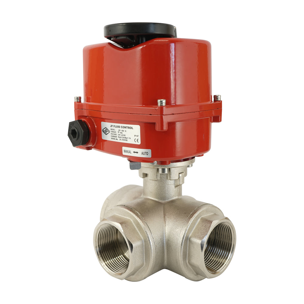 G 1/4 inch 3-Way Brass Modulating electric ball valve (L-port) 24 V AC/DC