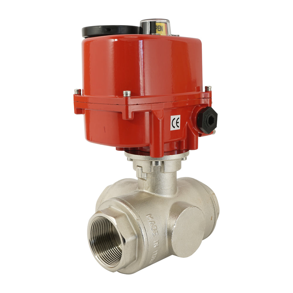 G 1/4 inch 3-Way Brass Modulating electric ball valve (T- bore) 24 V AC/DC