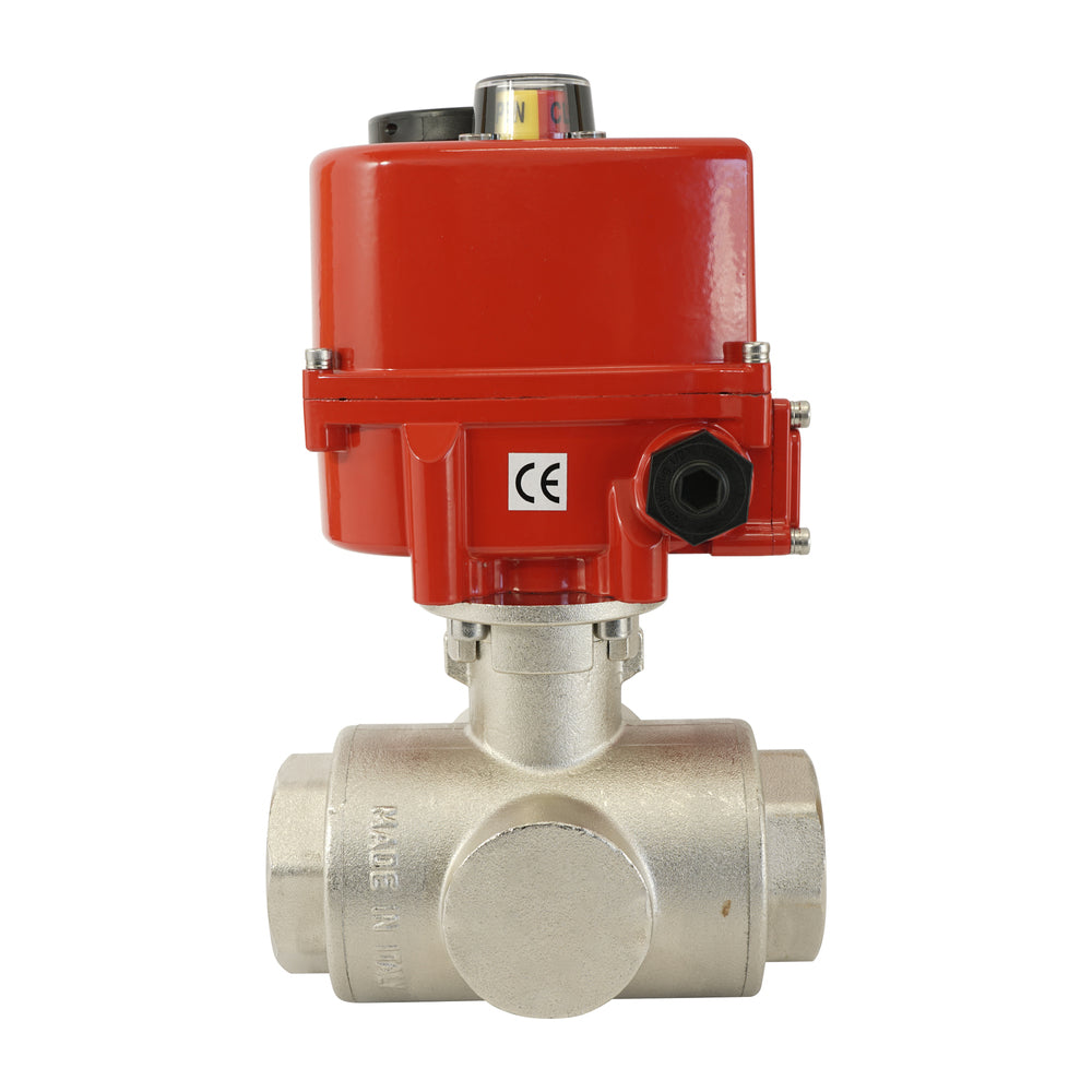 G 1 inch 3-Way Brass Modulating electric ball valve (L-port) 24 V AC/DC