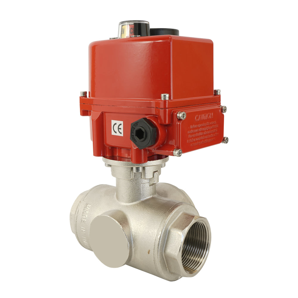 G 1/2 inch 3-Way Brass Modulating electric ball valve (L-port) 24 V AC/DC