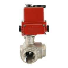 G3/4 inch 3-Way Brass Modulating electric ball valve (L-port) 24 V AC/DC