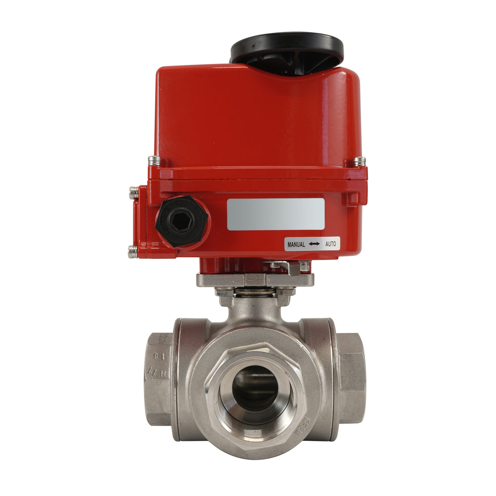 G 1 inch 3-Way stainless steel Modulating electric ball valve (T- bore) 24 V AC/DC