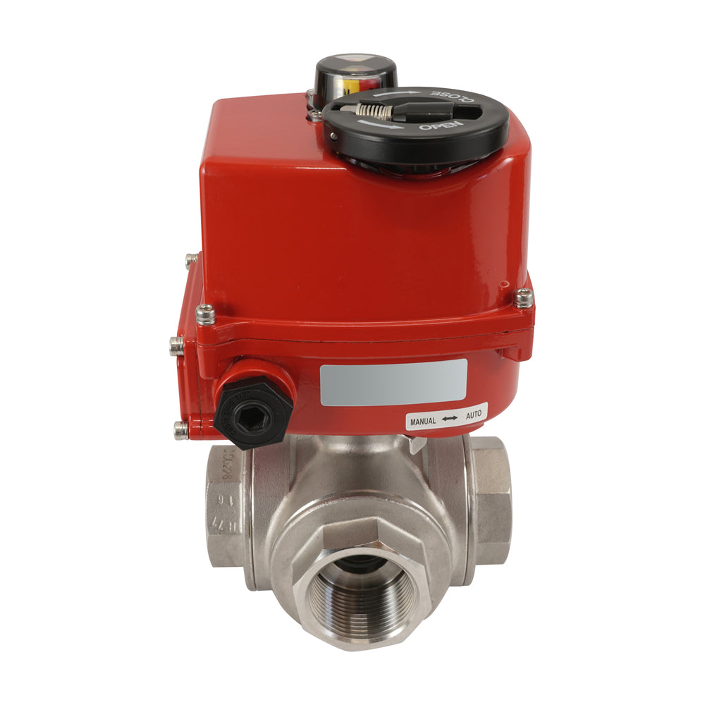 G3/8 inch 3-Way stainless steel Modulating electric ball valve (L-port) 24 V AC/DC